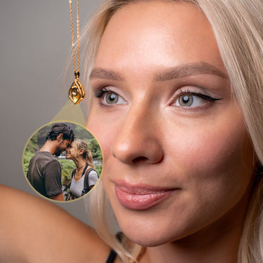 Reversed Heart Photo Necklace Photo Personalised Necklace - Photo Necklace - Photo Projection Necklace Necklace Brother & Sisters